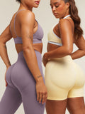 Gymshark Lift Seamless 2.0 Mid-Rise Shorts — Butter Yellow — 8