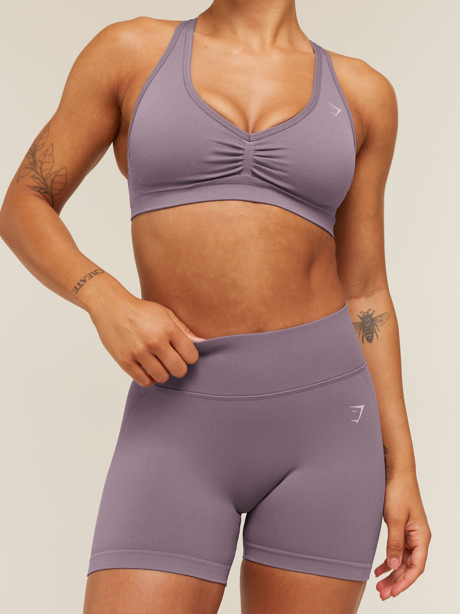 Gymshark Lift Seamless 2.0 Mid-Rise Shorts — Dusk Purple — 6