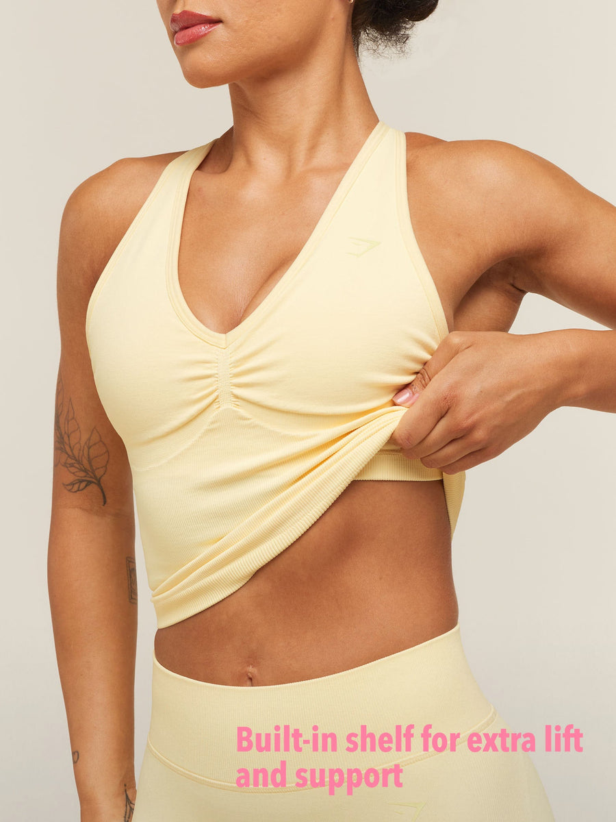 Gymshark Lift Seamless Tank with Shelf — Butter Yellow — 3