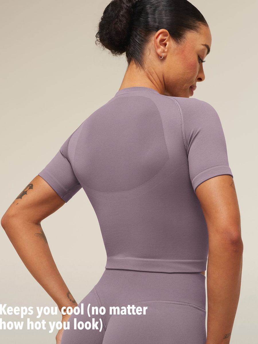 Gymshark Lift Seamless Short Sleeve Top — Dusk Purple — 3