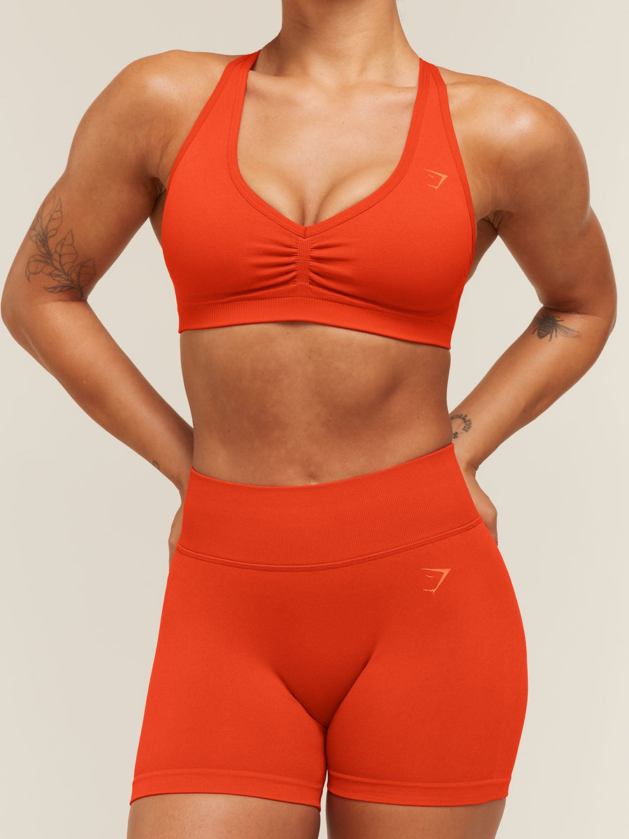 Gymshark Lift Seamless Sports Bra — Bold Orange — 6