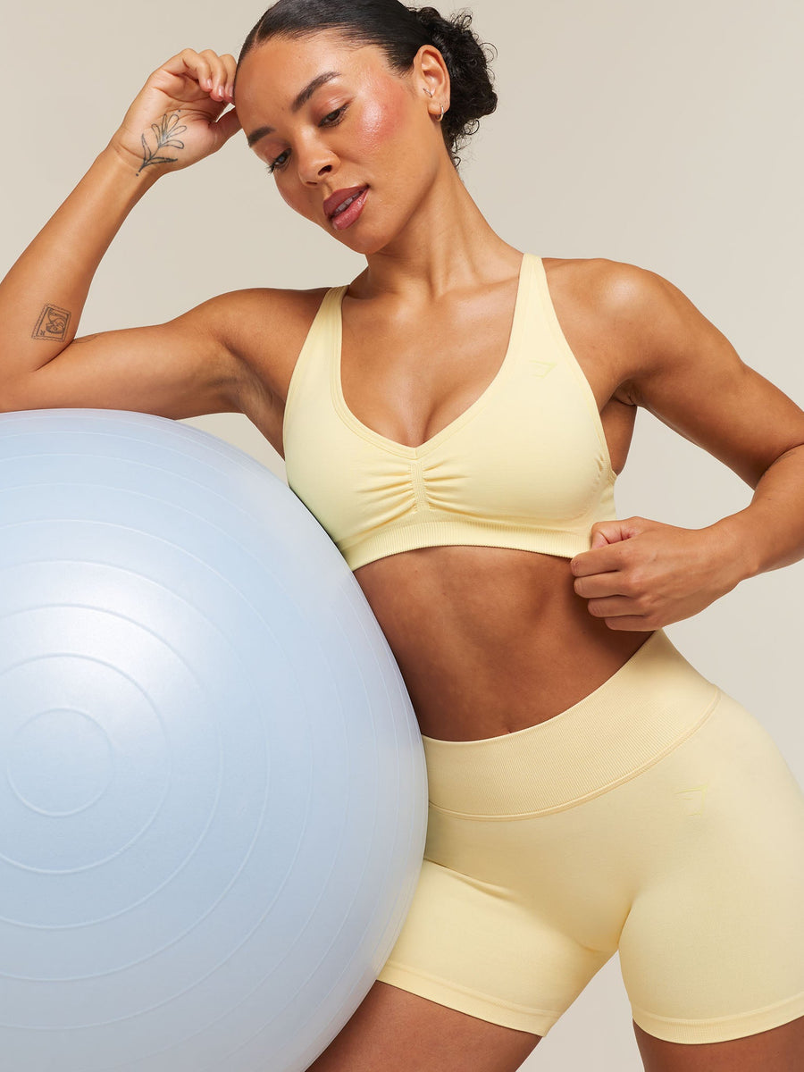 Gymshark Lift Seamless Sports Bra — Butter Yellow — 6