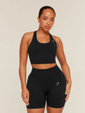 Gymshark Lift Seamless Midi Tank With Shelf — Black/Black Marl — 1