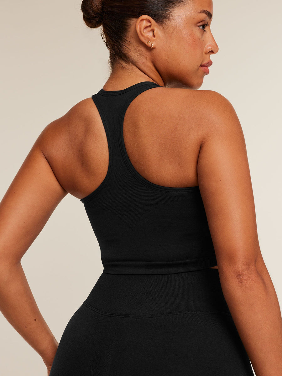 Gymshark Lift Seamless Midi Tank With Shelf — Black/Black Marl — 5