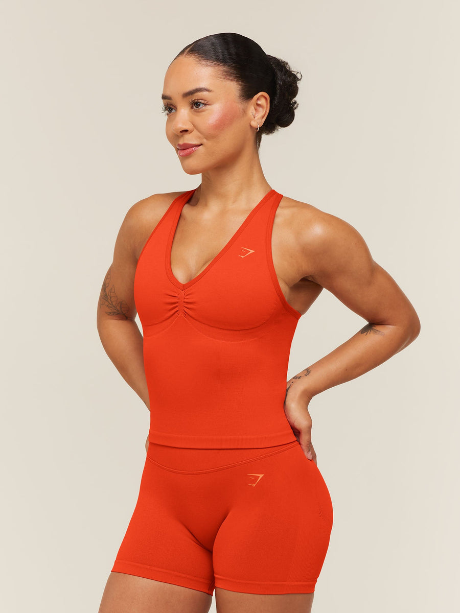 Gymshark Lift Seamless Tank with Shelf — Bold Orange — 4