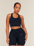 Gymshark Lift Seamless Midi Tank With Shelf — Midnight Blue/Black Marl — 1