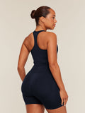 Gymshark Lift Seamless Midi Tank With Shelf — Midnight Blue/Black Marl — 2