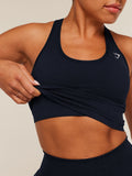 Gymshark Lift Seamless Midi Tank With Shelf — Midnight Blue/Black Marl — 6