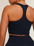 Gymshark Lift Seamless Midi Tank With Shelf — Midnight Blue/Black Marl — 7