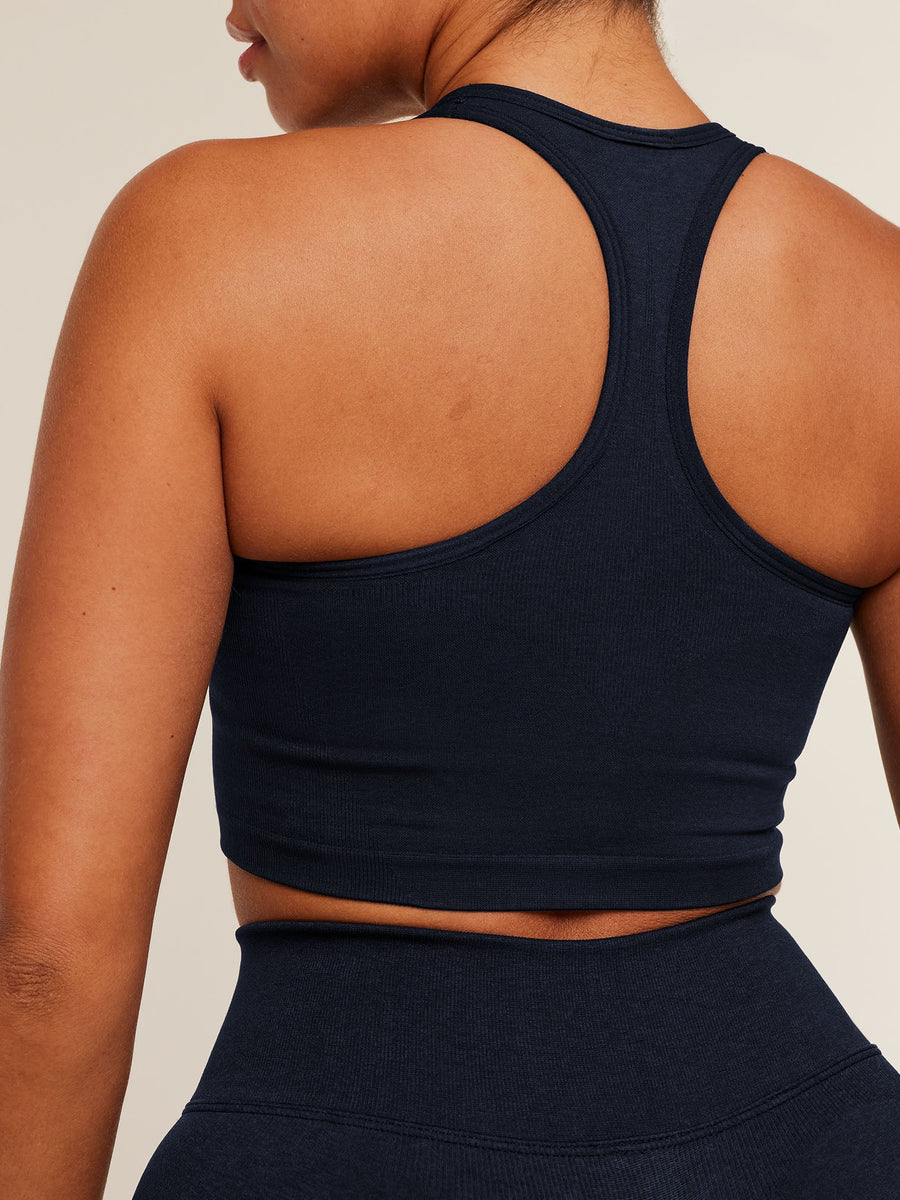 Gymshark Lift Seamless Midi Tank With Shelf — Midnight Blue/Black Marl — 7