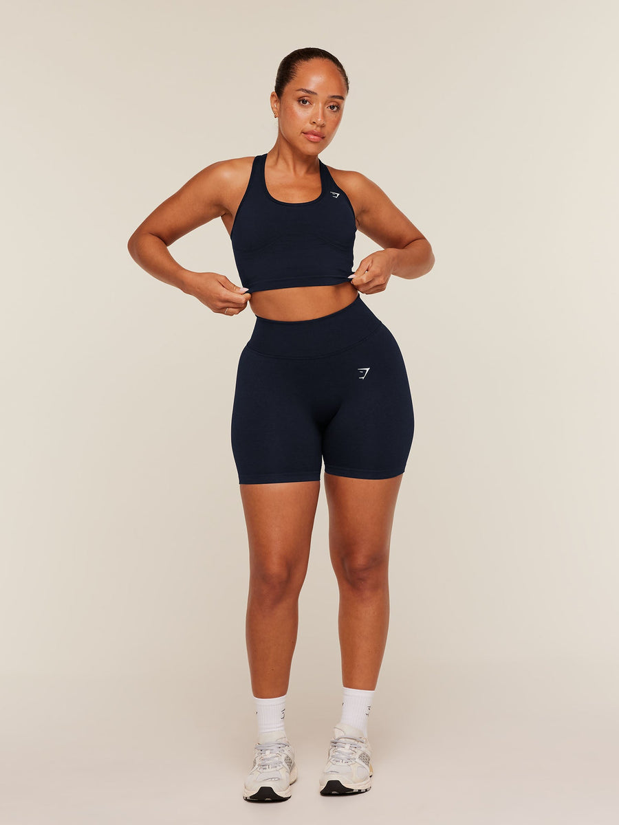 Gymshark Lift Seamless Midi Tank With Shelf — Midnight Blue/Black Marl — 5