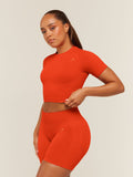 Gymshark Lift Seamless Short Sleeve Top — Bold Orange — 4