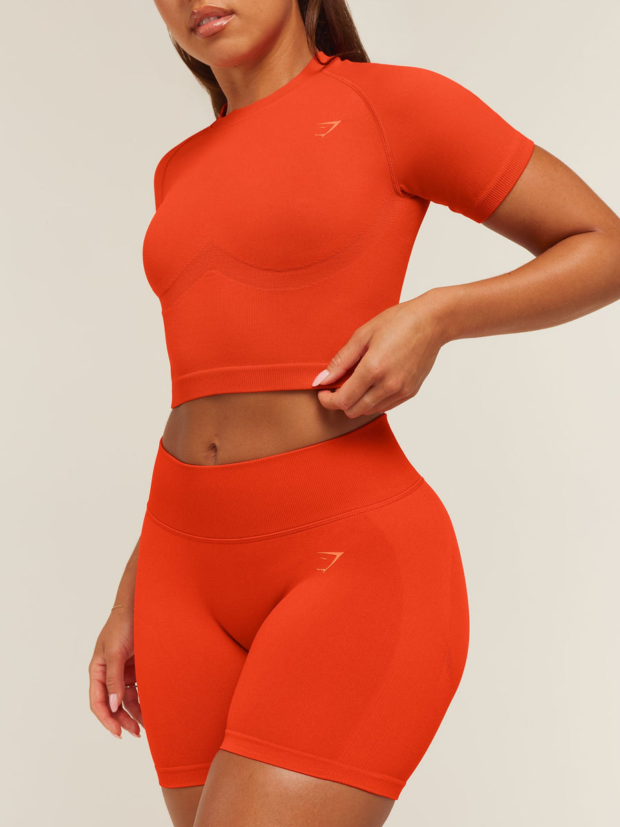 Gymshark Lift Seamless Short Sleeve Top — Bold Orange — 6