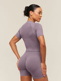 Gymshark Lift Seamless Short Sleeve Top — Dusk Purple — 4