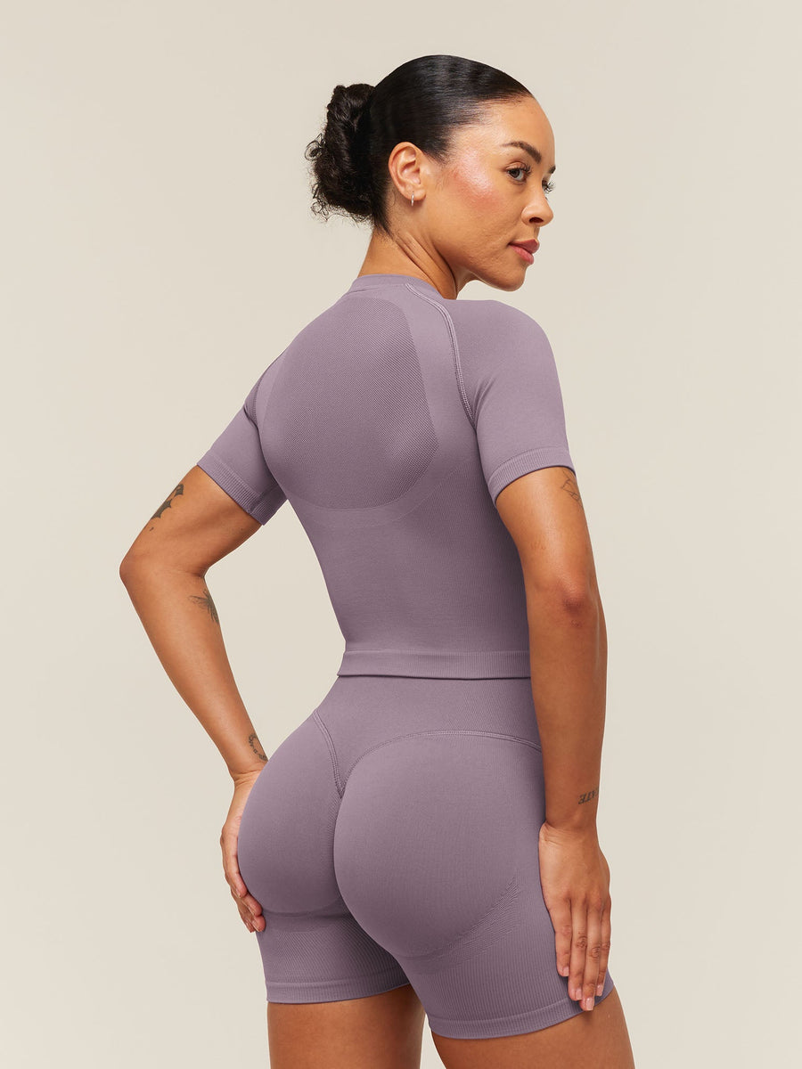 Gymshark Lift Seamless Short Sleeve Top — Dusk Purple — 4
