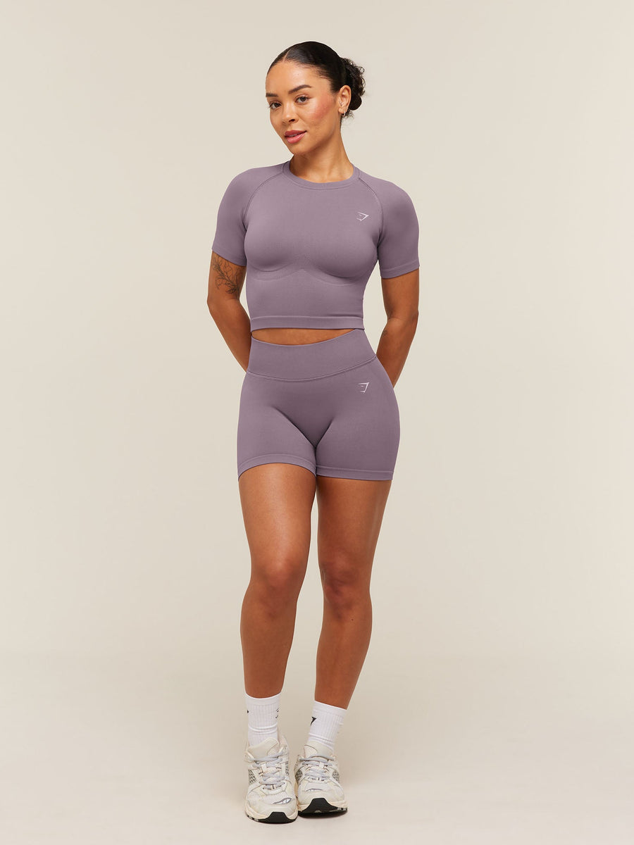 Gymshark Lift Seamless Short Sleeve Top — Dusk Purple — 6