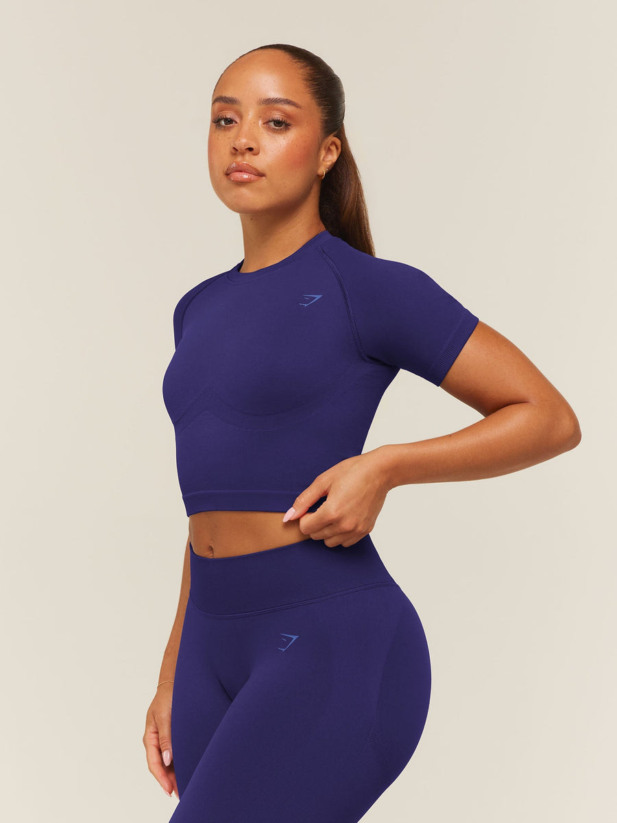 Gymshark Lift Seamless Short Sleeve Top — Indigo Purple — 4