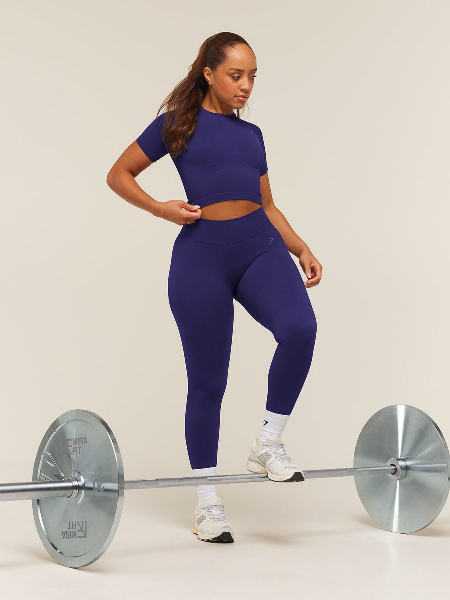 Gymshark Lift Seamless Short Sleeve Top — Indigo Purple — 6