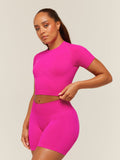 Gymshark Lift Seamless Short Sleeve Top — Super-Set Pink — 4