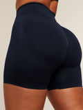 Gymshark Lift Seamless High-Rise Shorts — Midnight Blue/Black Marl — 6