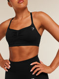 Gymshark Lift Seamless Sports Bra — Black/Black Marl — 6