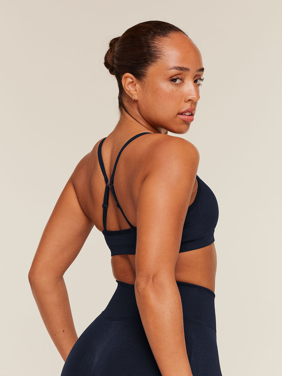 Gymshark Lift Seamless Sports Bra — Midnight Blue/Black Marl — 2