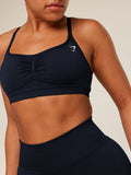 Gymshark Lift Seamless Sports Bra — Midnight Blue/Black Marl — 6
