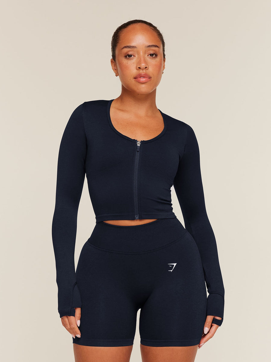 Gymshark Lift Seamless Zip Up Jacket — Midnight Blue/Black Marl — 1