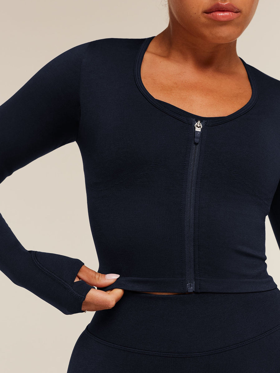 Gymshark Lift Seamless Zip Up Jacket — Midnight Blue/Black Marl — 5