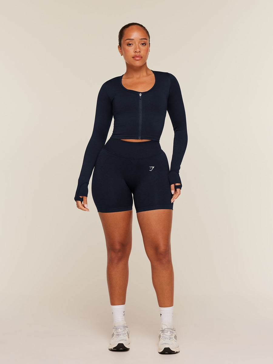 Gymshark Lift Seamless Zip Up Jacket — Midnight Blue/Black Marl — 4