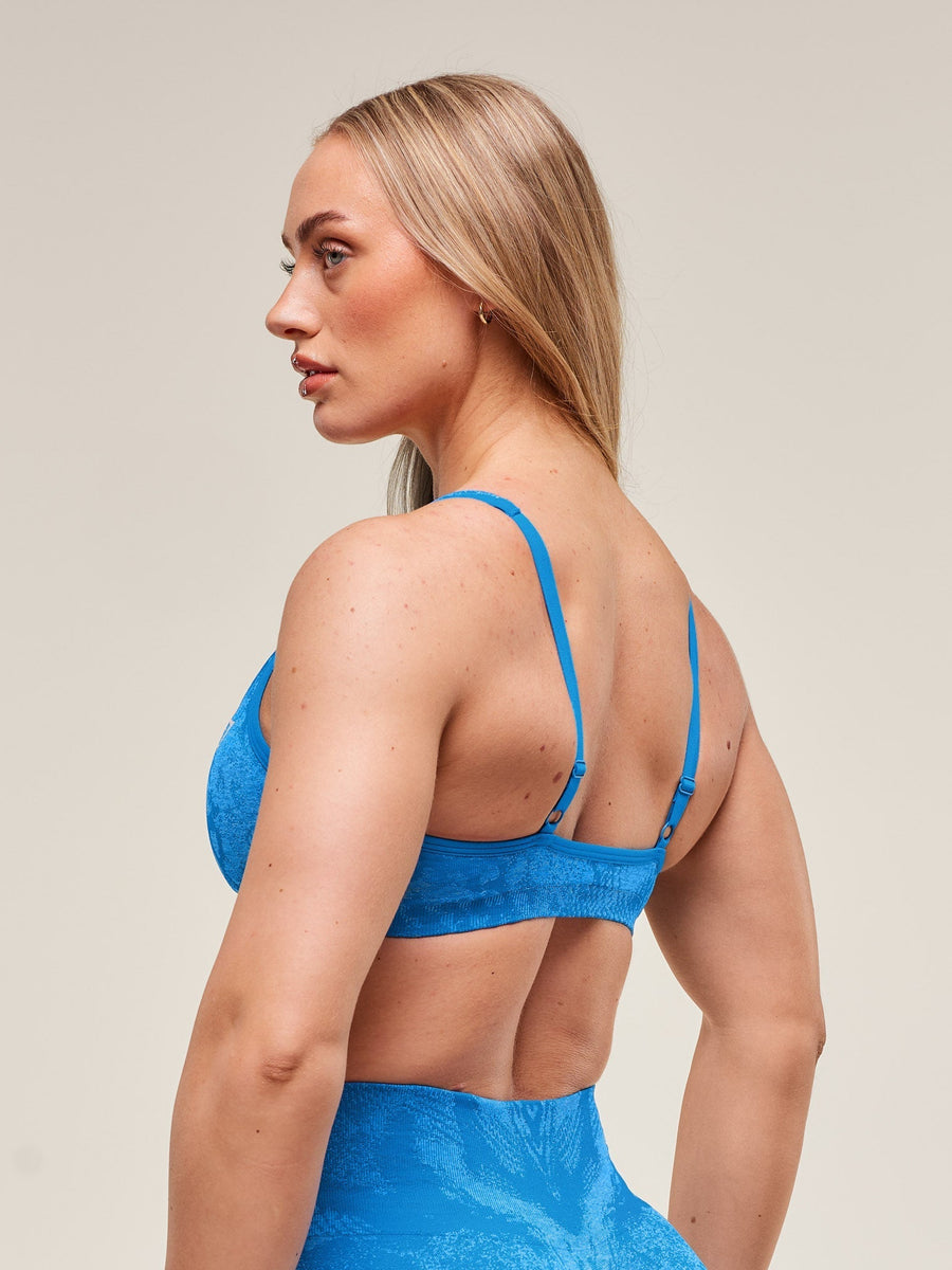 Gymshark Adapt Animal X Whitney Seamless Twist Front Bra — Barbell Blue/Gentle Blue — 4