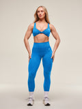 Gymshark Adapt Animal X Whitney Seamless Twist Front Bra — Barbell Blue/Gentle Blue — 6