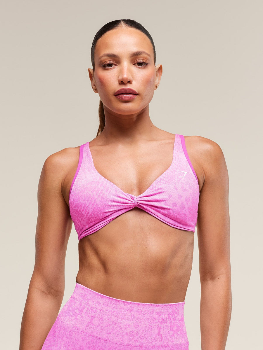 Gymshark Adapt Animal X Whitney Seamless Twist Front Bra — Sour Pink/Vibrant Pink — 2