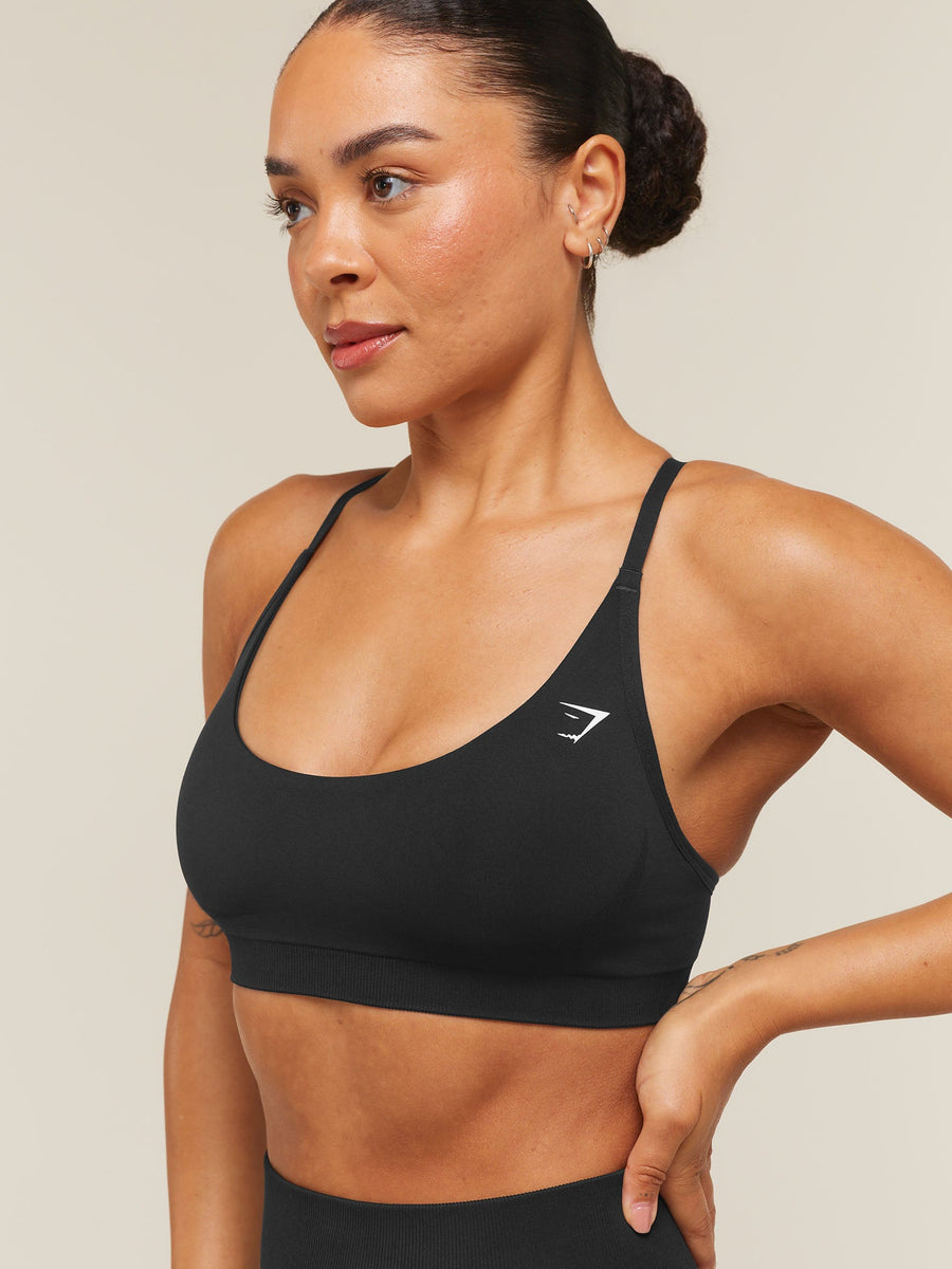 Gymshark Everyday Seamless Racerback Sports Bra — Black — 6
