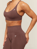 Gymshark Everyday Seamless Racerback Sports Bra — Espresso Brown — 3