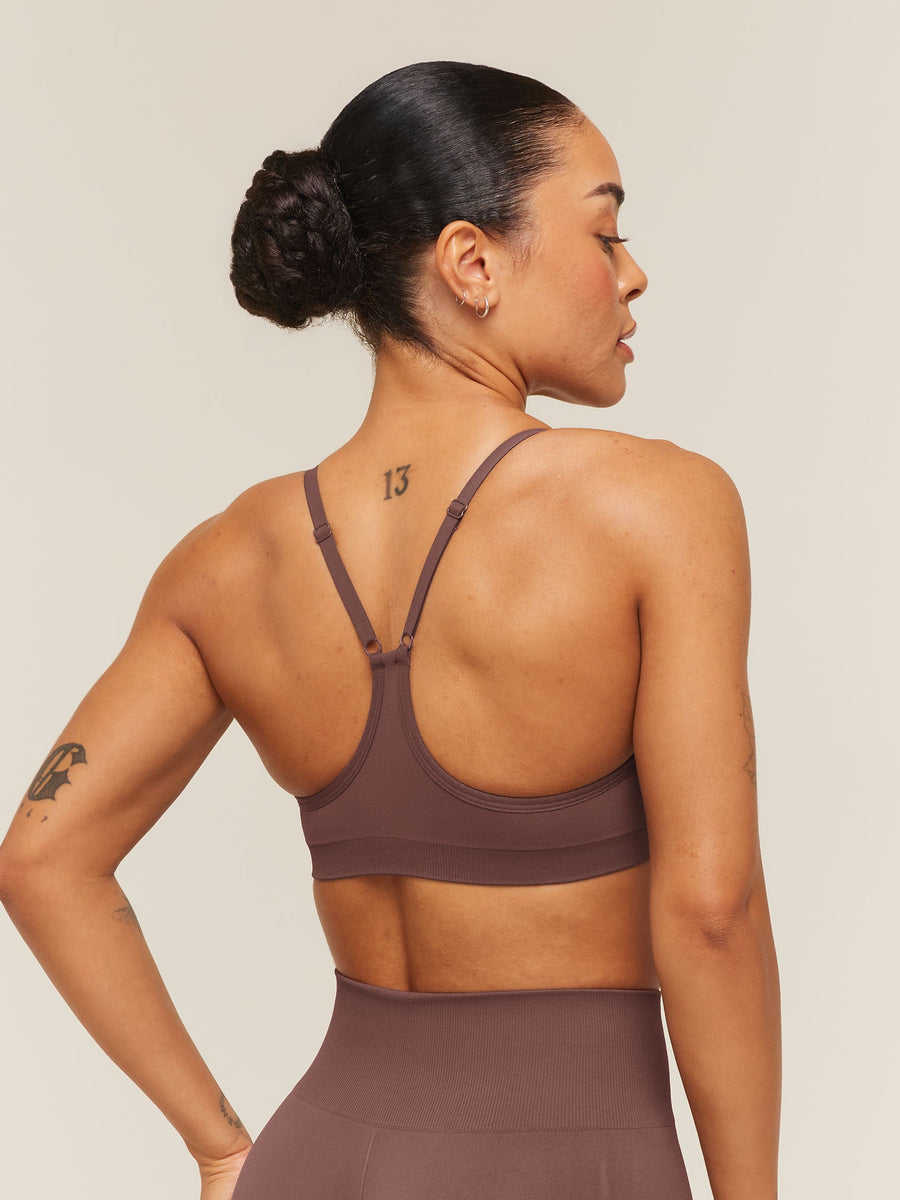 Gymshark Everyday Seamless Racerback Sports Bra — Espresso Brown — 2