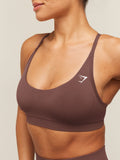 Gymshark Everyday Seamless Racerback Sports Bra — Espresso Brown — 6