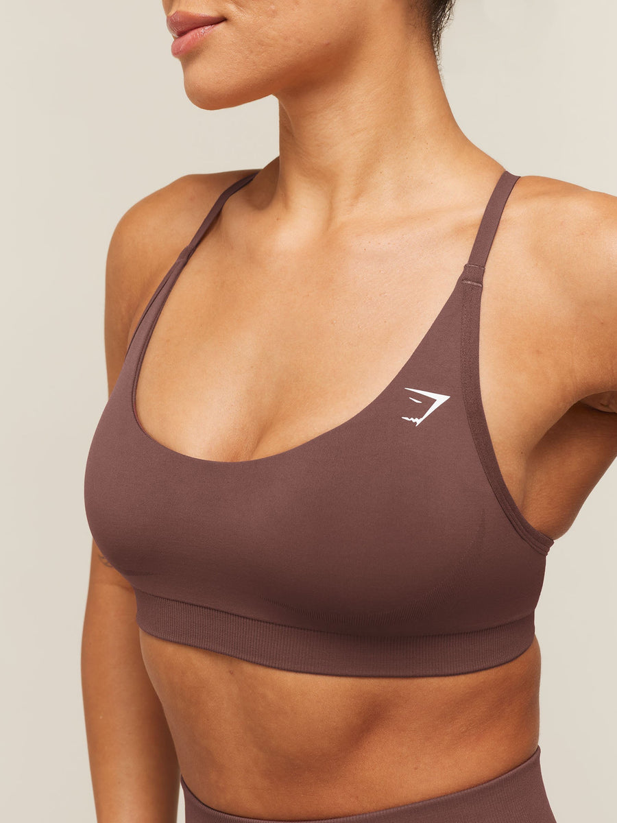 Gymshark Everyday Seamless Racerback Sports Bra — Espresso Brown — 6