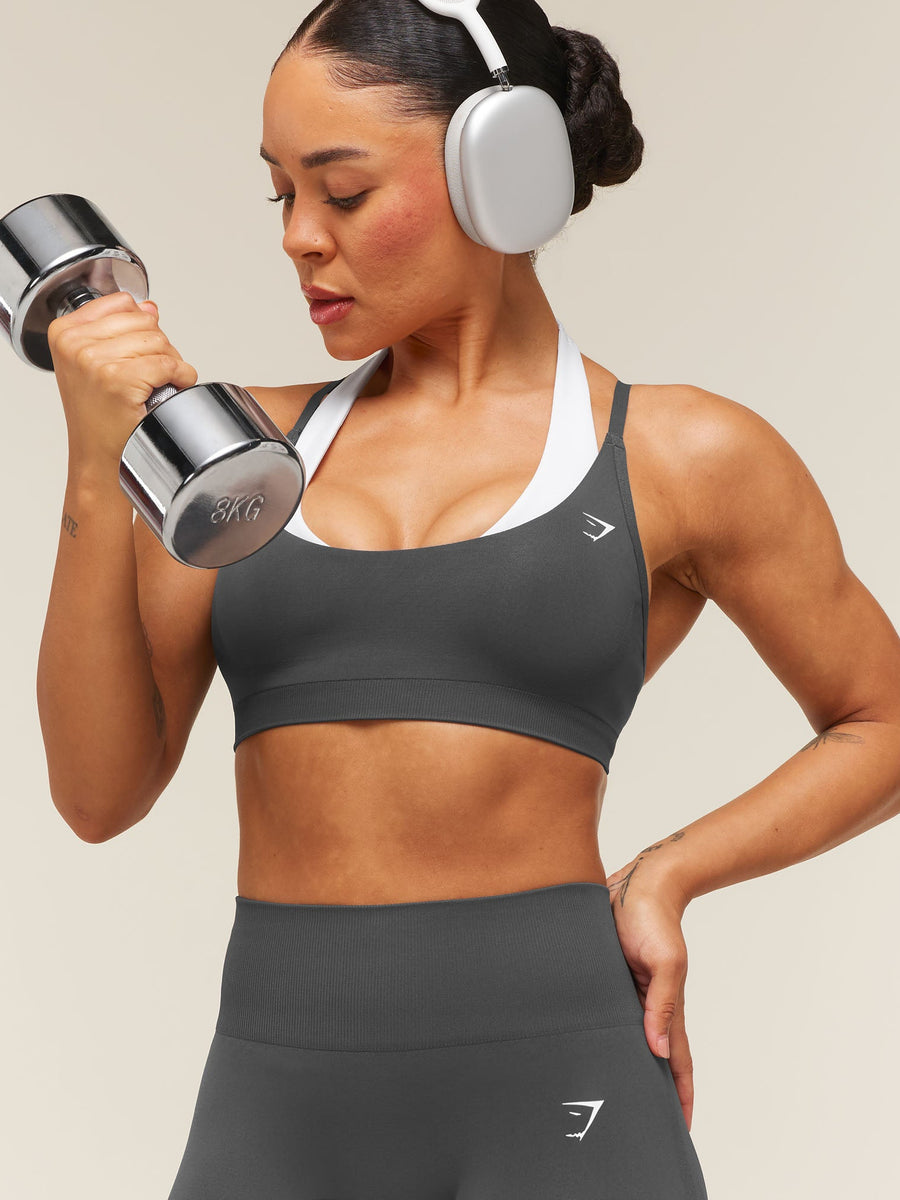 Gymshark Everyday Seamless Racerback Sports Bra — Onyx Grey — 5