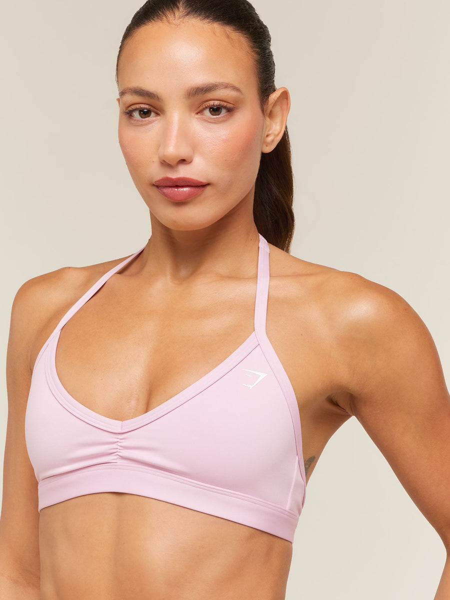 Gymshark Light Support Minimal Halterneck Bra — Haze Pink — 6