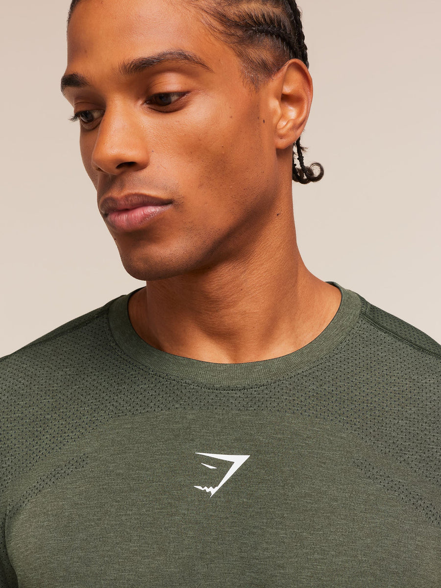 Gymshark Lightweight Seamless T-Shirt — Strength Green/Marl — 6
