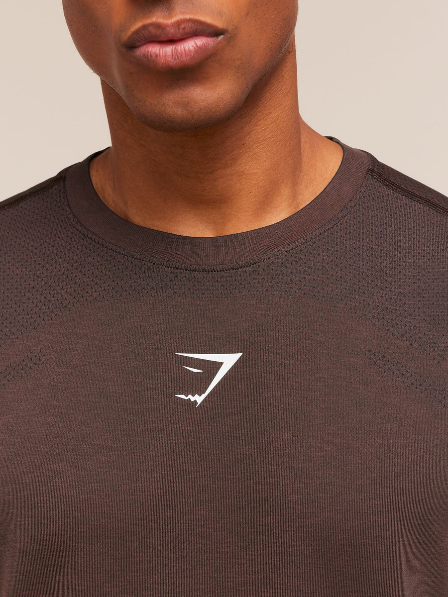 Gymshark Lightweight Seamless Tank — Espresso Brown/Marl — 6