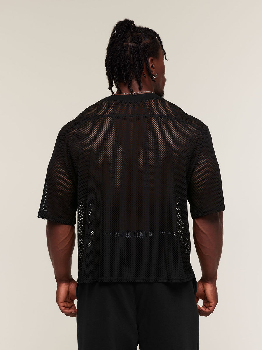 Gymshark Mesh Oversized T-Shirt — Black/Sets Red — 3