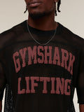 Gymshark Mesh Oversized T-Shirt — Black/Sets Red — 5