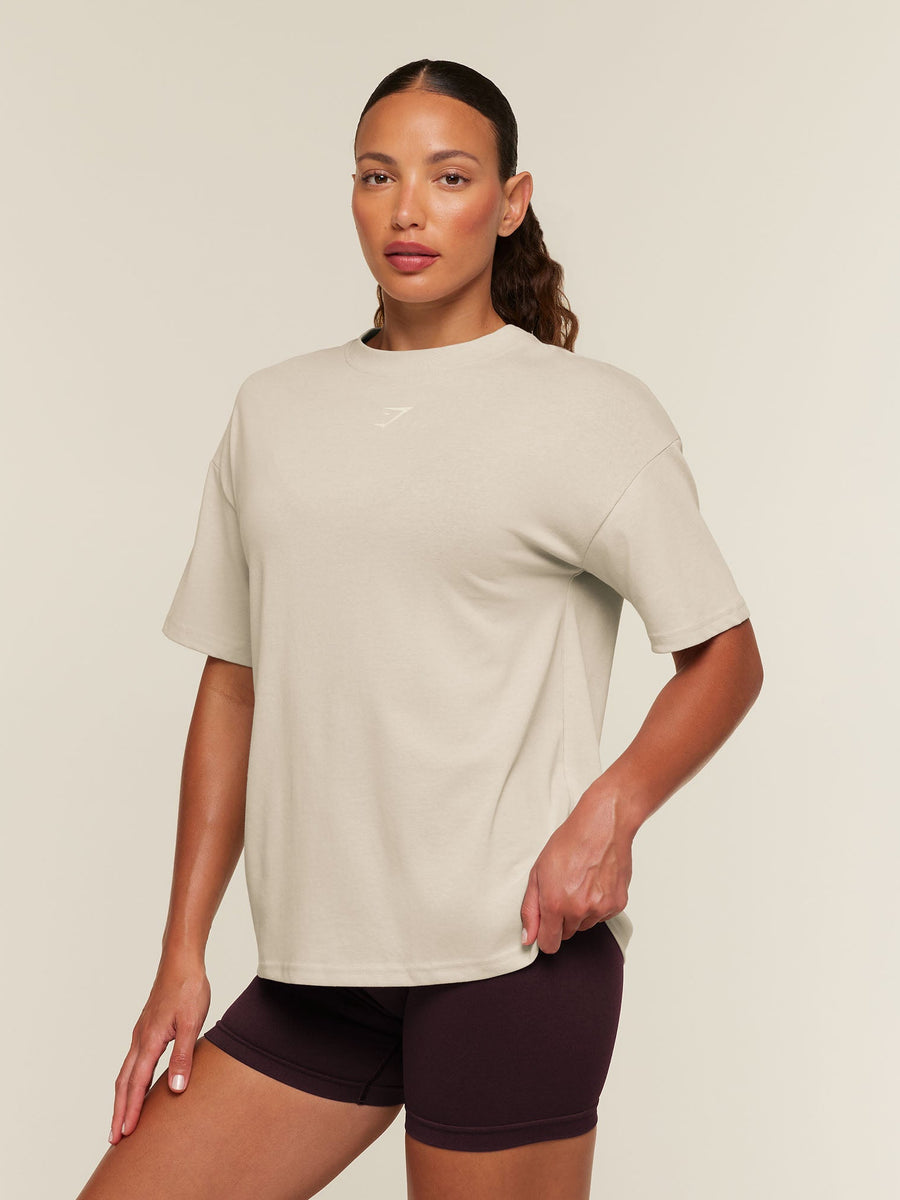 Gymshark Power Oversized T-Shirt — Chalk Beige — 3