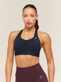 Gymshark High Support Ruched Sports Bra — Heavy Blue — 1