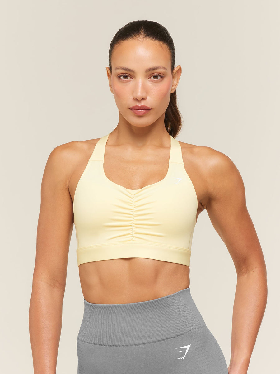 Gymshark High Support Ruched Sports Bra — Butter Yellow — 1