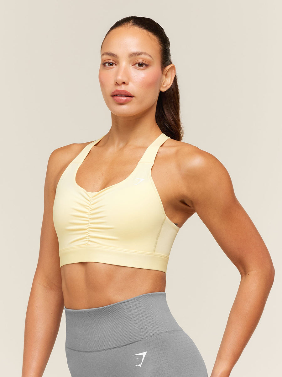 Gymshark High Support Ruched Sports Bra — Butter Yellow — 4