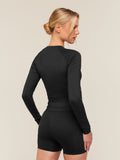 Gymshark Training Ruche Long Sleeve Top — Black — 2