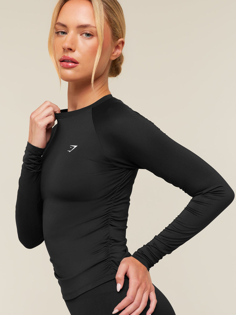 Gymshark Training Ruche Long Sleeve Top — Black — 3